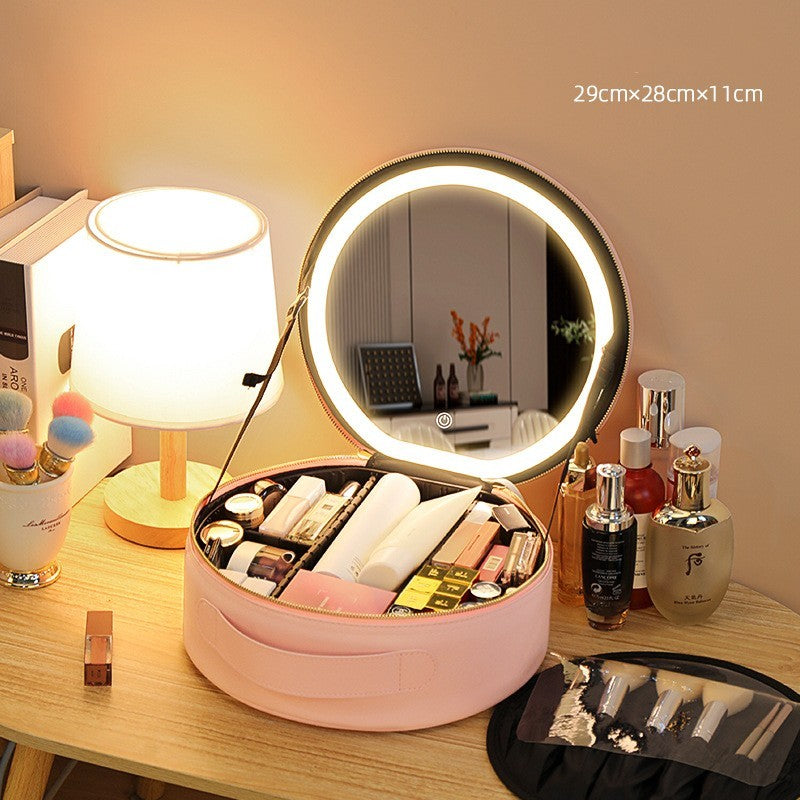 Smart LED Makeup Bag with Mirror - Travel Beauty Organizer