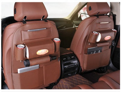 Premium Leather Car Seat Organizer - Back Seat Storage Solution