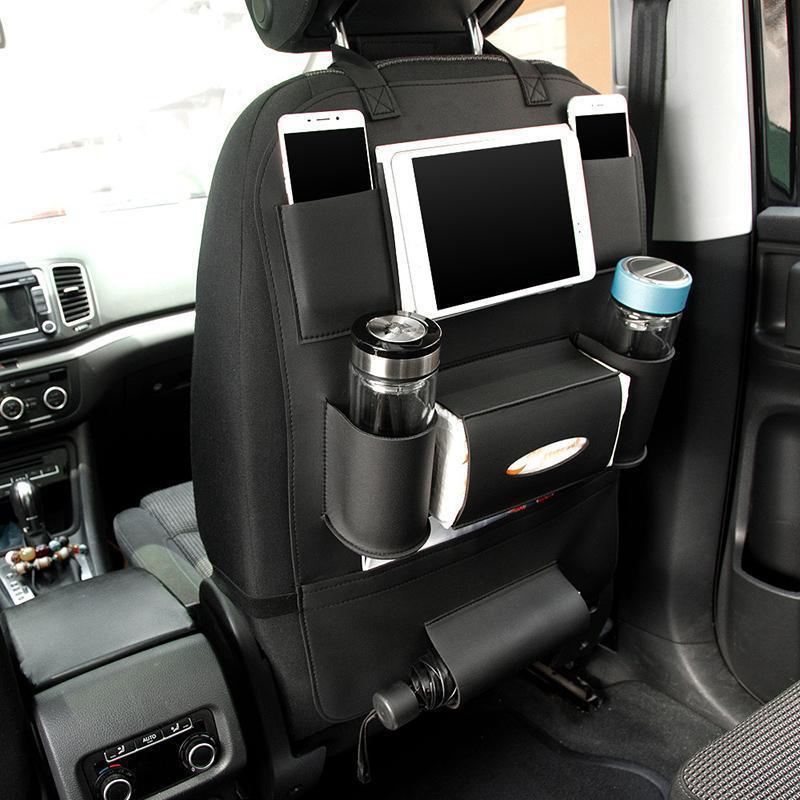 Premium Leather Car Seat Organizer - Back Seat Storage Solution