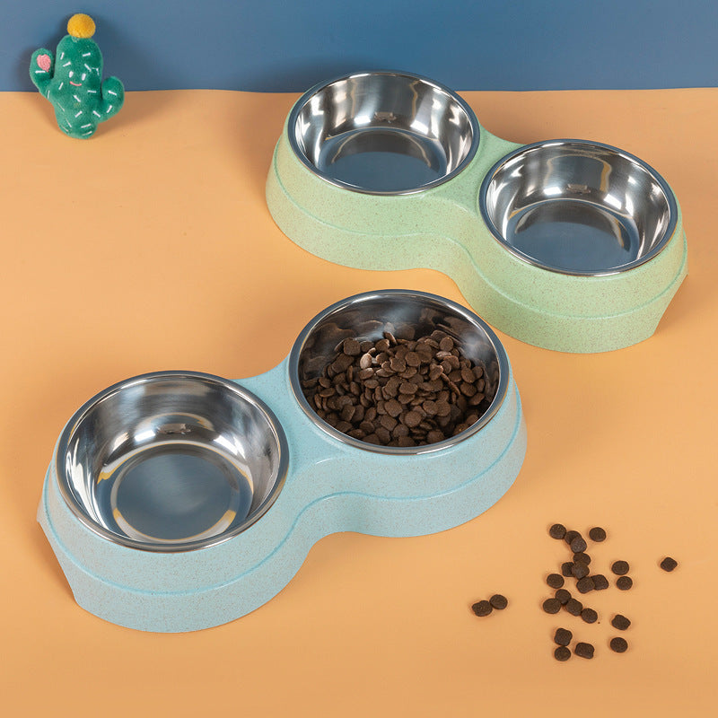 Stainless Steel Double Pet Bowls - Non-Slip Dog Cat Food Water Feeder