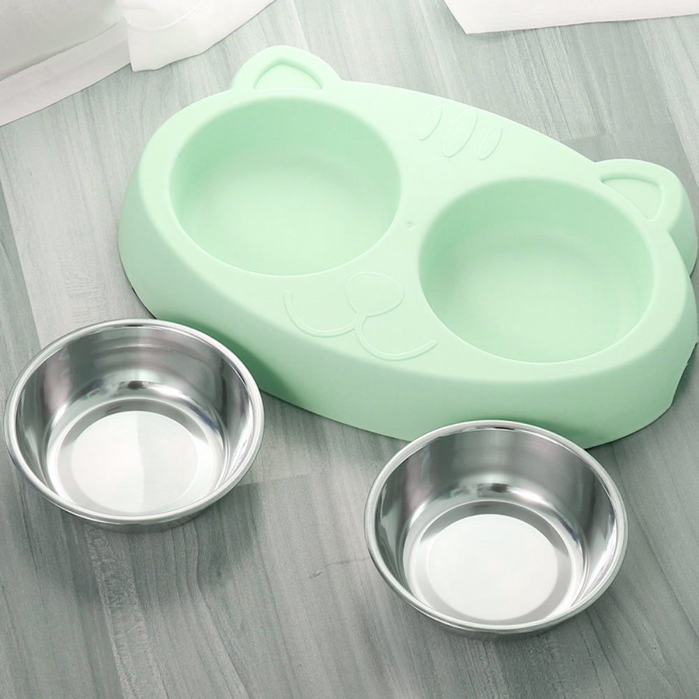 Premium Dog Bowls Set - Stainless Steel with Non-Slip Station