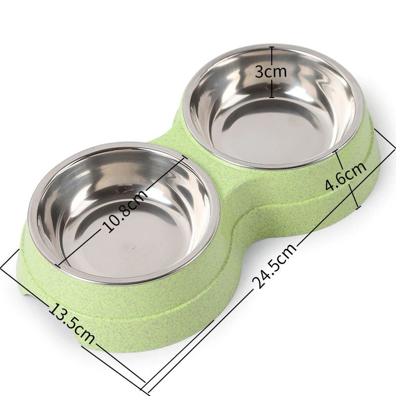 Stainless Steel Double Pet Bowls - Non-Slip Dog Cat Food Water Feeder
