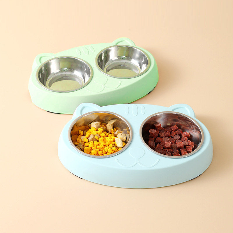 Premium Dog Bowls Set - Stainless Steel with Non-Slip Station