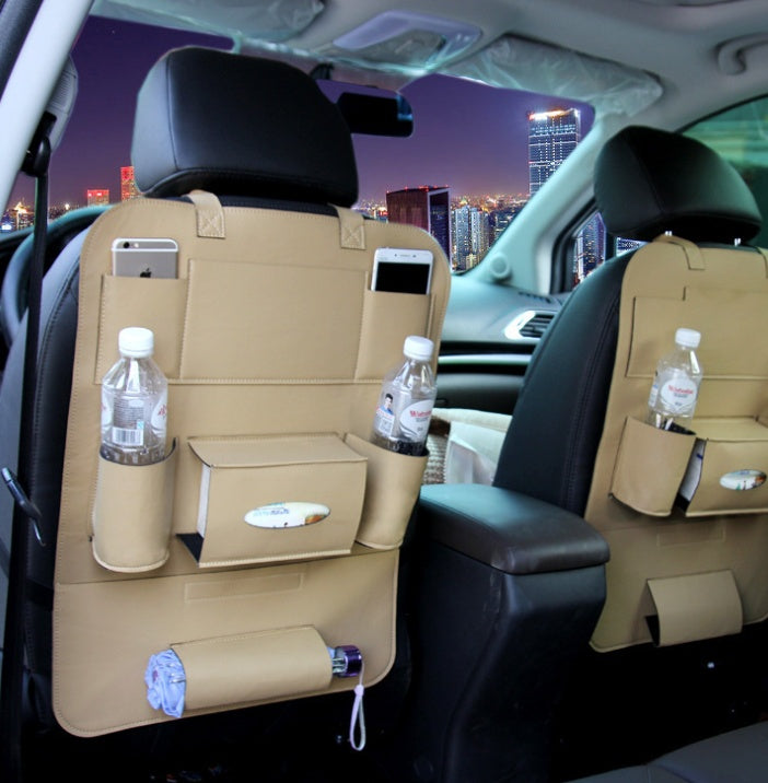 Premium Leather Car Seat Organizer - Back Seat Storage Solution