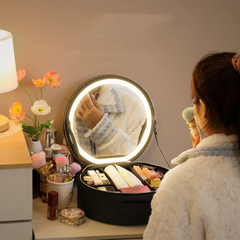 Smart LED Makeup Bag with Mirror - Travel Beauty Organizer