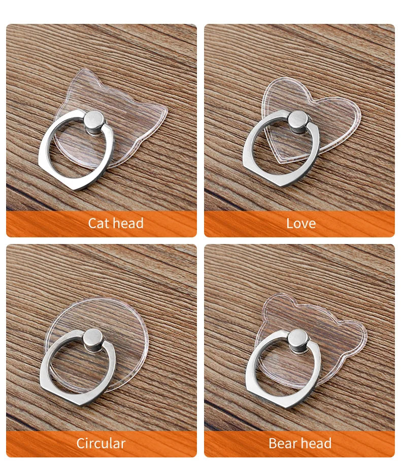 Clear Cat Ring Phone Holder - Universal Stand & Car Mount for iPhone Samsung