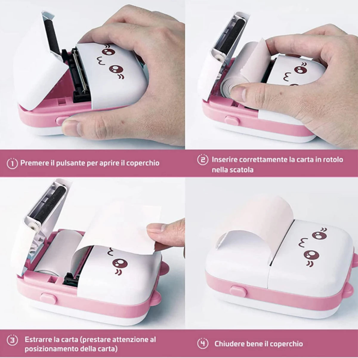Mini Pocket Printer Mini Sticker Printer Portable for Printer with 13 Roll Papers for Notes, Photos, Stickers, Labels, Receipts