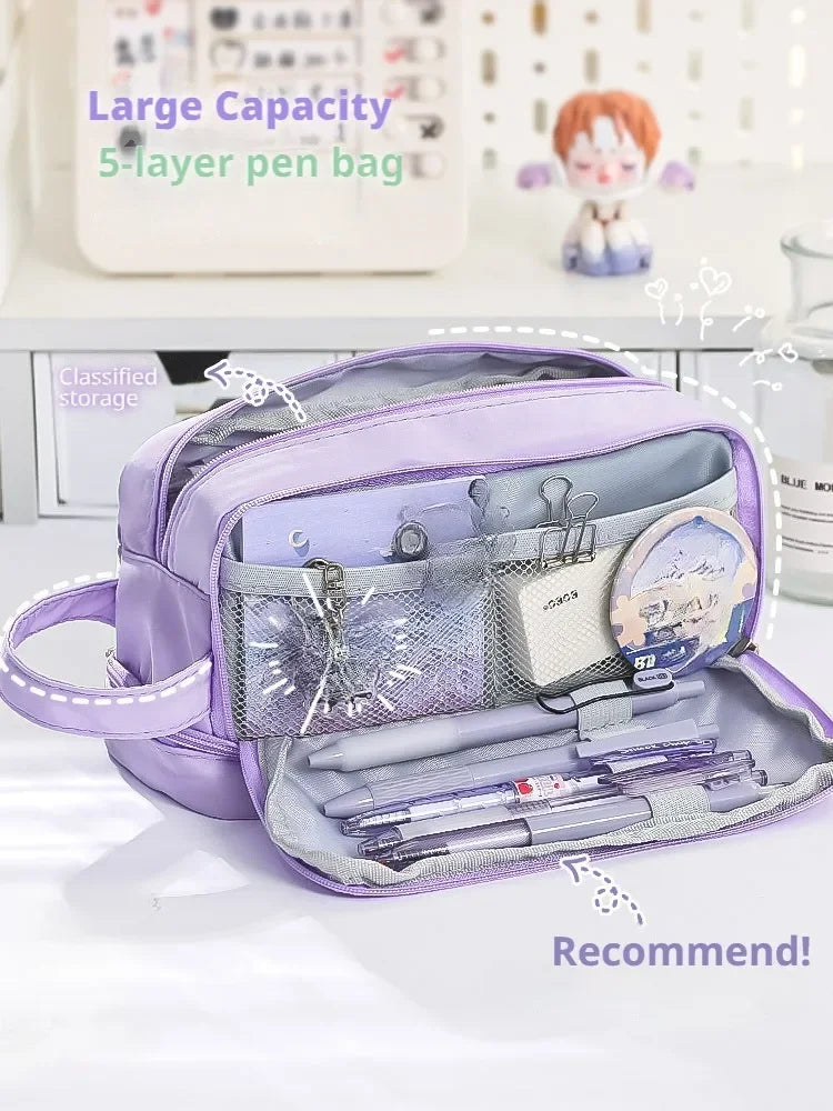 Large Capacity Student Pen Case - Macaron Colors