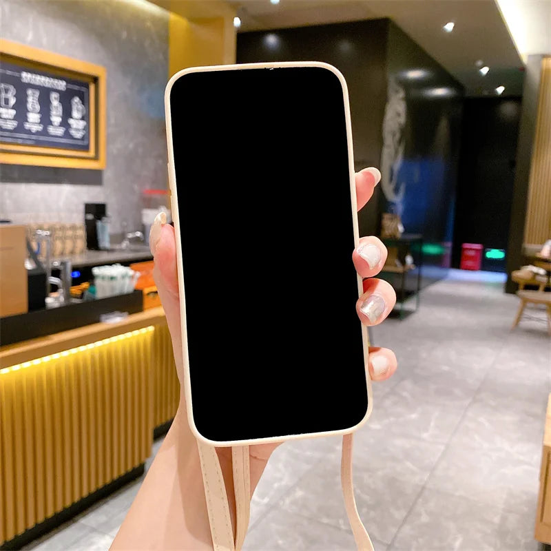Cute Barbie Makeup Mirror Card Holder Silicone Case For iPhone 15 14 13 12 11 Pro Max 7 8 Lanyard Shockproof Soft TPU Back Cover