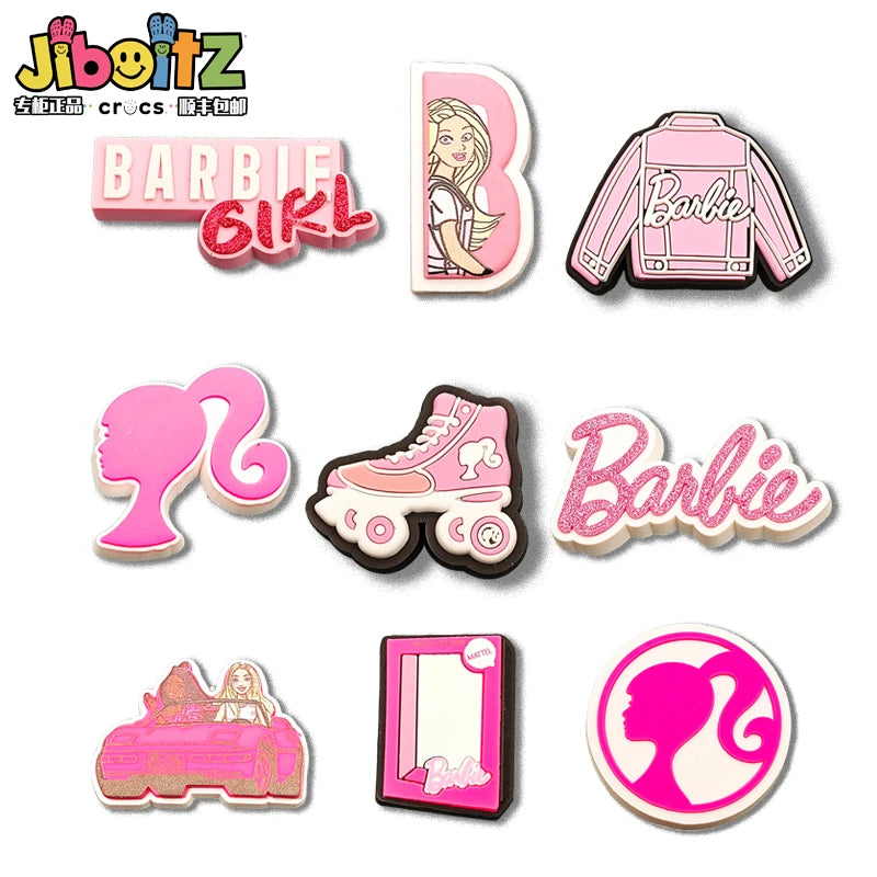 Pink Barbie Shoe Charms - Y2K Bling Crystal Decorations for Women & Girls