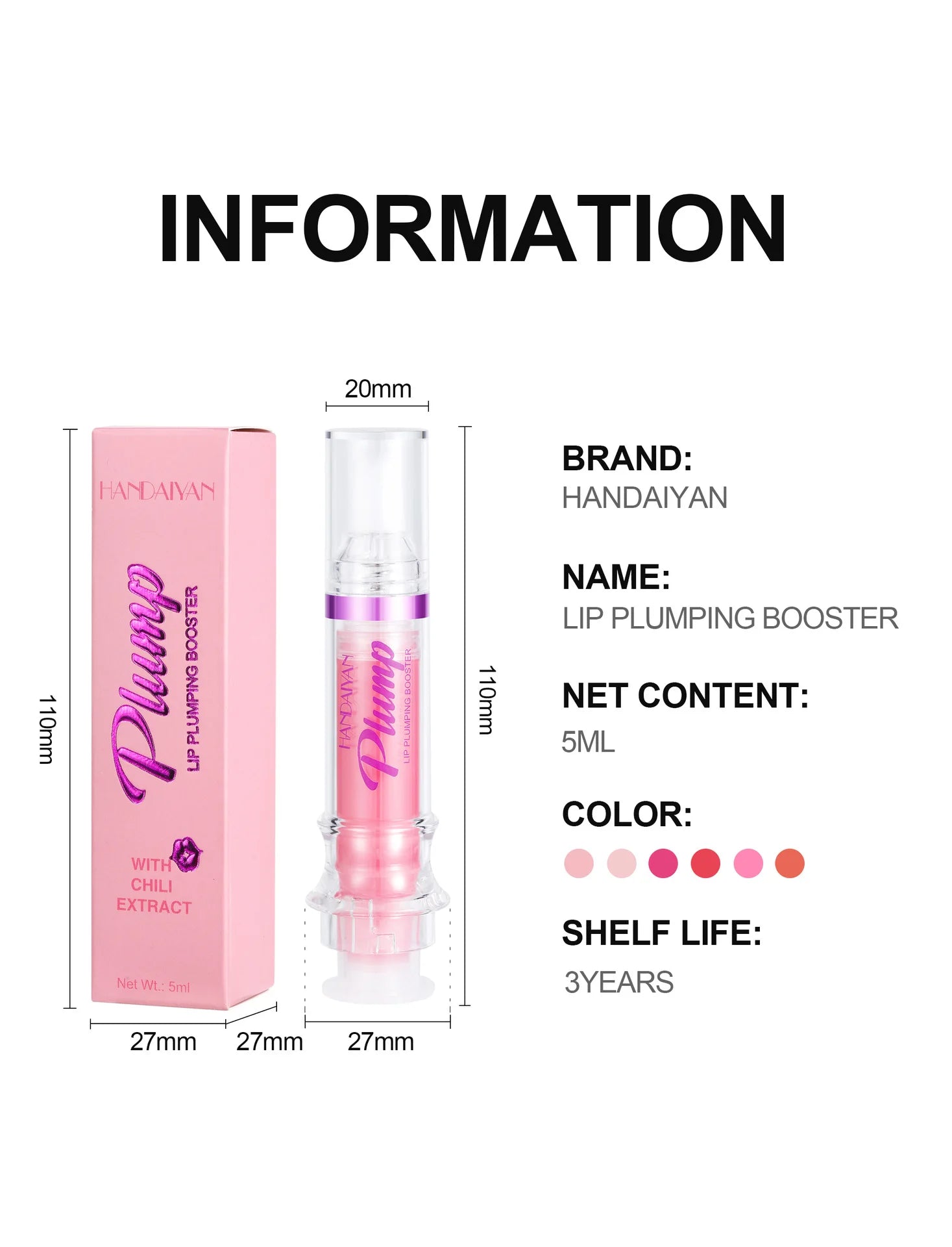 Handaiyan Lip Plumping Glitter Gloss - Waterproof