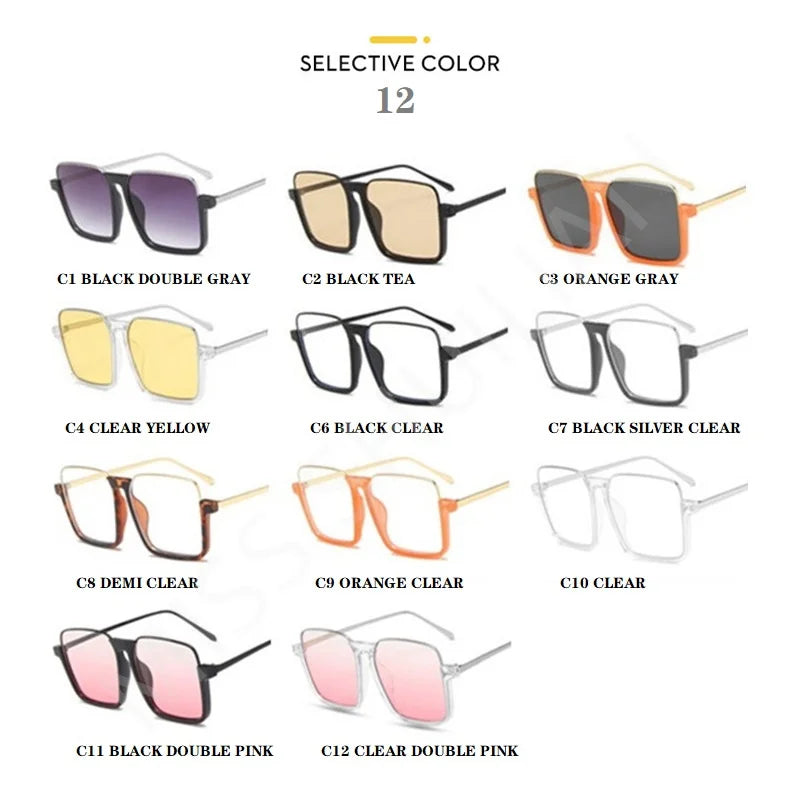 HCHES Luxury Square Sunglasses Women Men Fashion Oversize Siamese Sun Glasses Female Big Frame One Piece