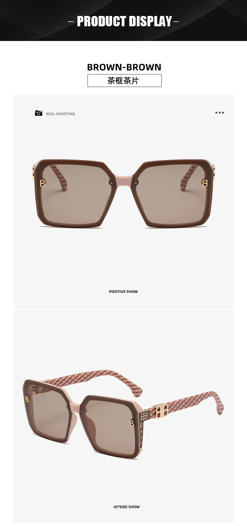 Fashion Large Frame Sunglasses Women 2024 Luxury Brand Retro Square Metal Sun Glasses Fashion Gradient Shades Lady