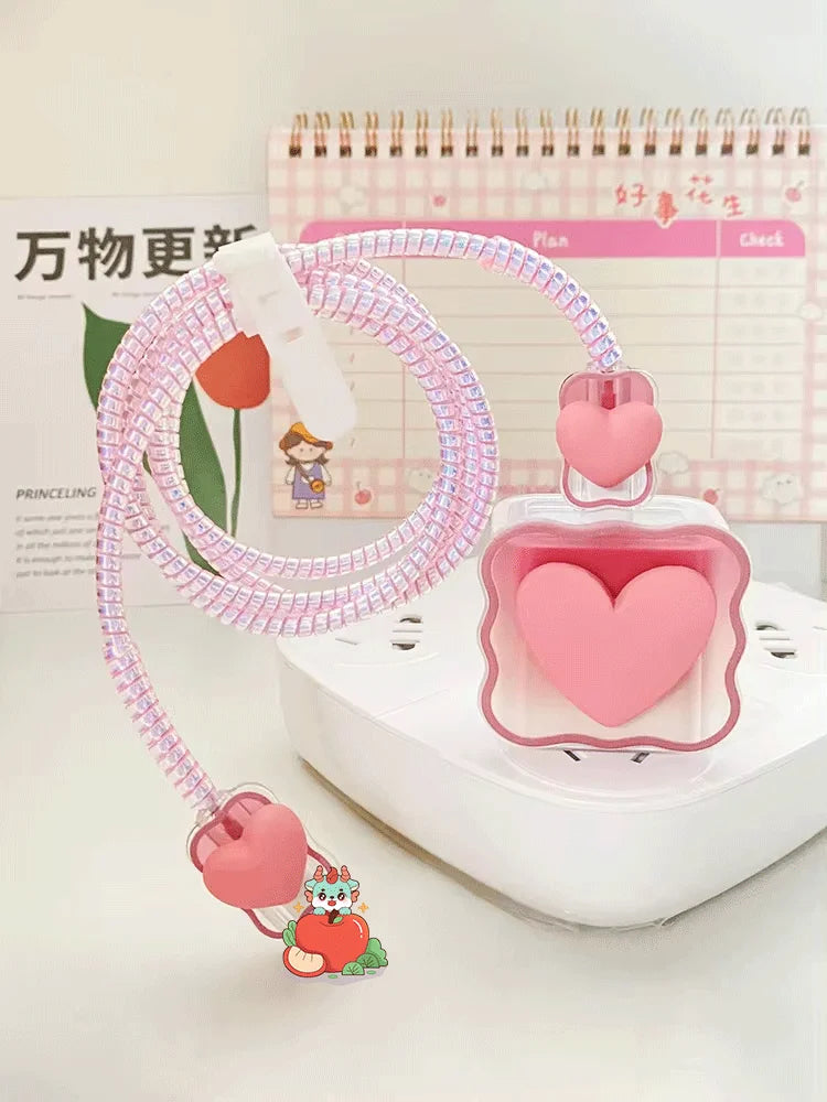 3D Heart Charger Cable Protector - iPhone Compatible