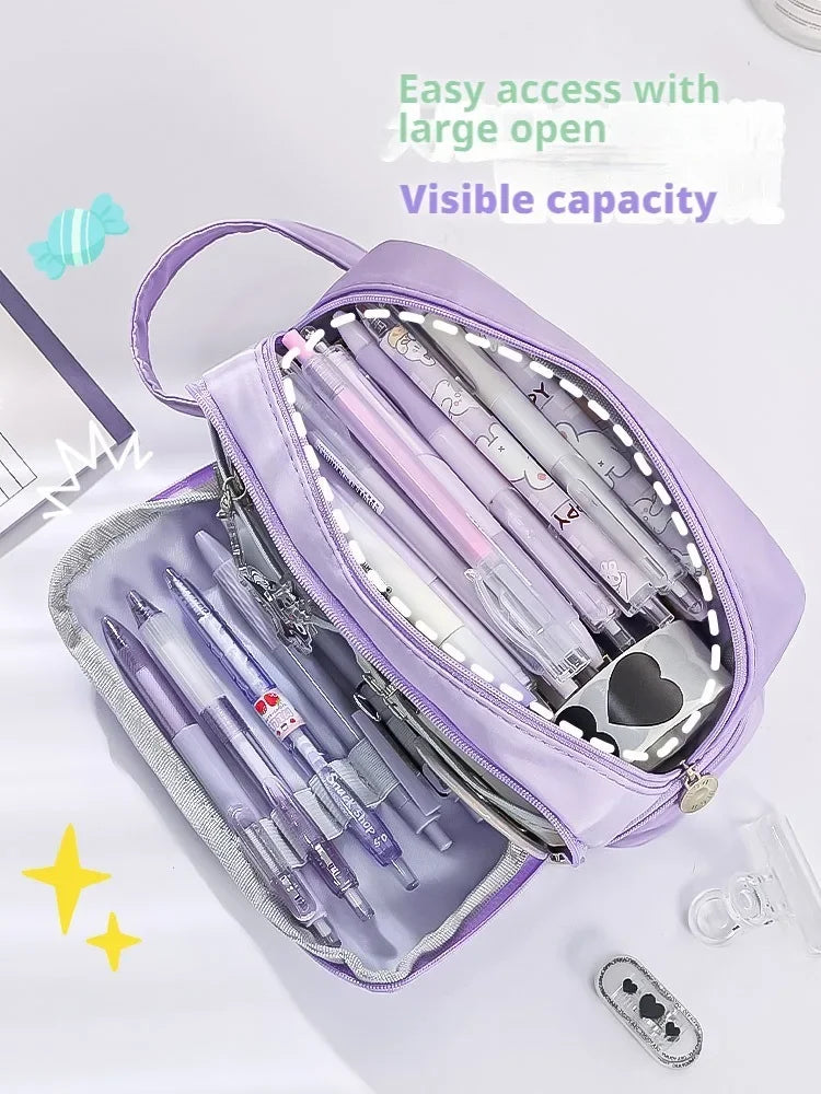 Large Capacity Student Pen Case - Macaron Colors