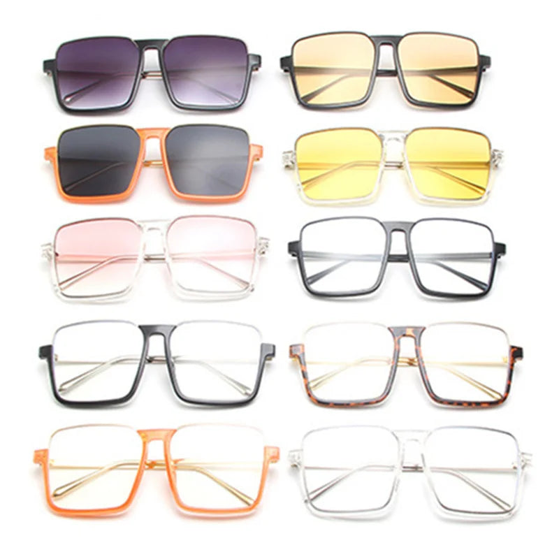 HCHES Luxury Square Sunglasses Women Men Fashion Oversize Siamese Sun Glasses Female Big Frame One Piece