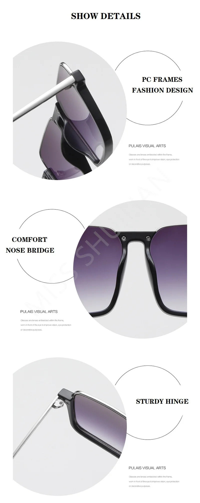HCHES Luxury Square Sunglasses Women Men Fashion Oversize Siamese Sun Glasses Female Big Frame One Piece