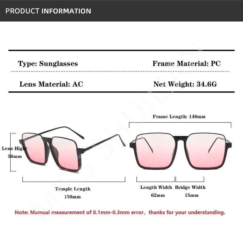 HCHES Luxury Square Sunglasses Women Men Fashion Oversize Siamese Sun Glasses Female Big Frame One Piece