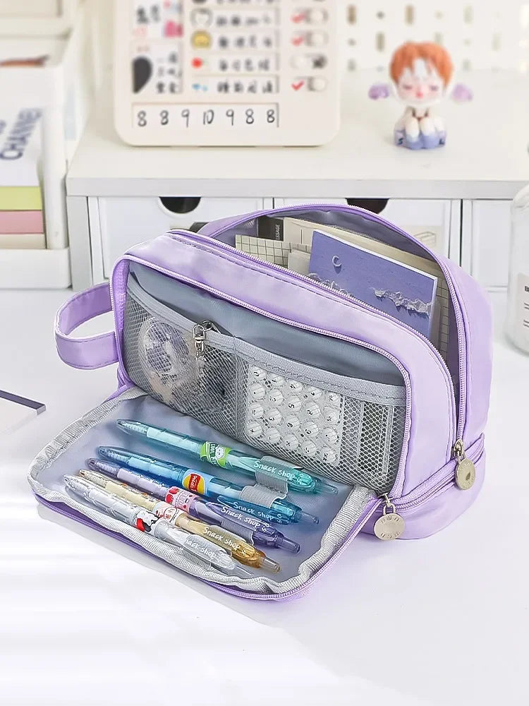 Large Capacity Student Pen Case - Macaron Colors