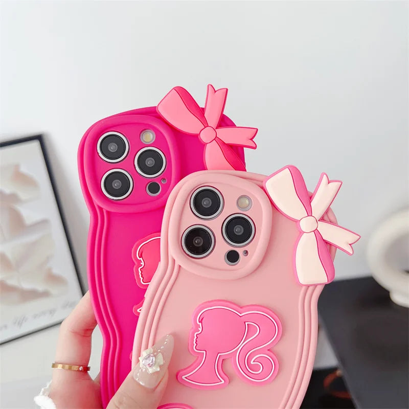 Barbie Pink Phone Case - Cute Cartoon Silicone Cover for iPhone 15 14 13 12 11 Pro Max