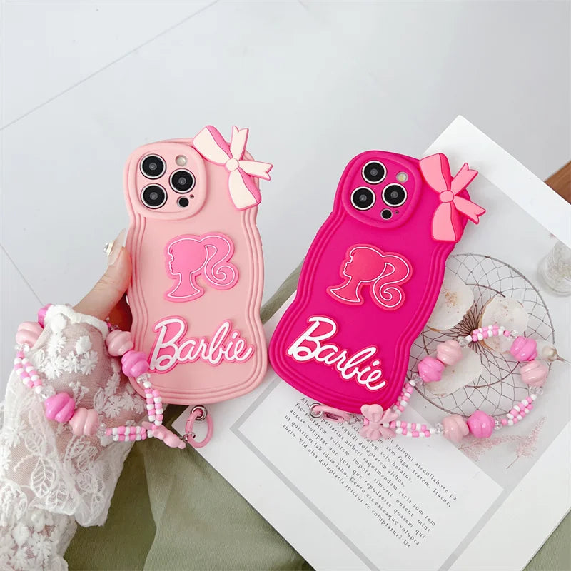 Barbie Pink Phone Case - Cute Cartoon Silicone Cover for iPhone 15 14 13 12 11 Pro Max