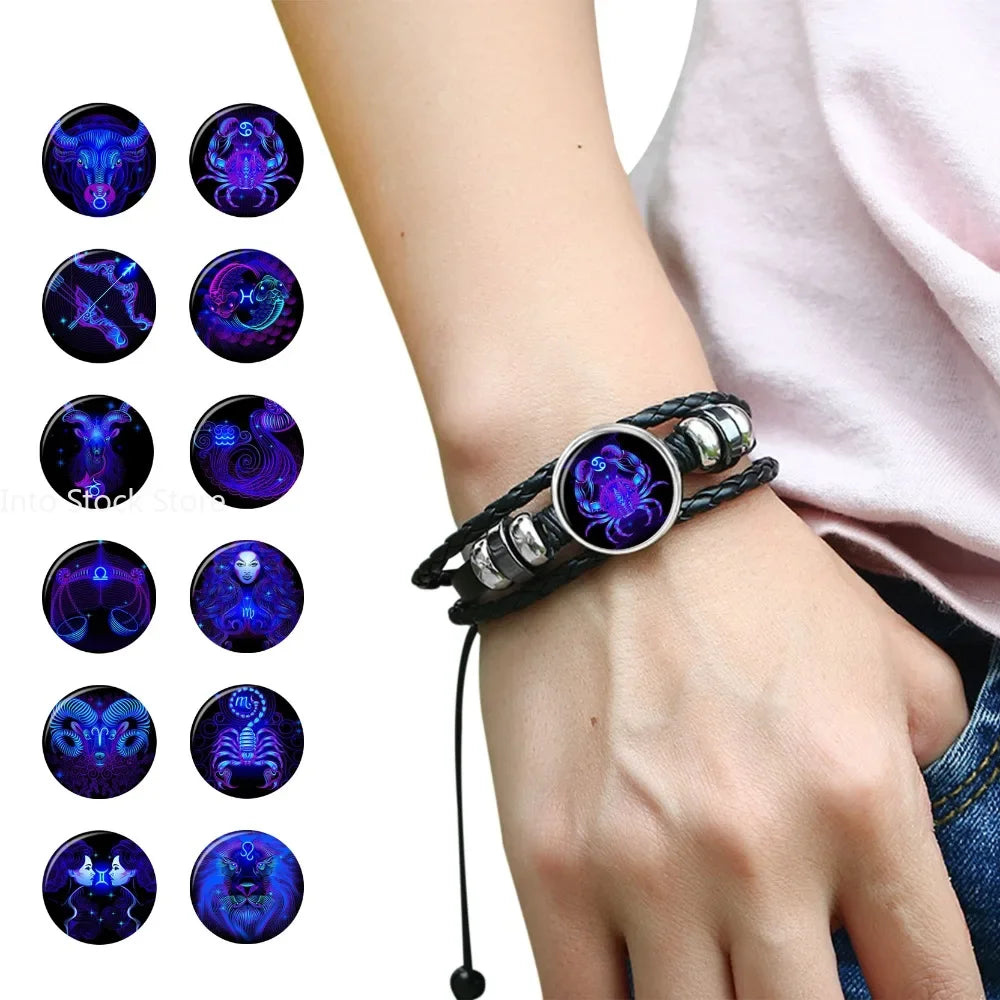Zodiac Constellation Bracelet Braided Design Bracelet For Men Women Kids