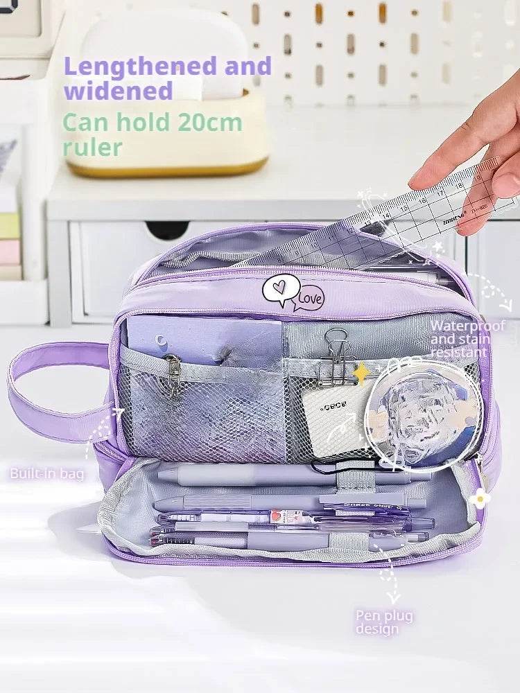 Large Capacity Student Pen Case - Macaron Colors