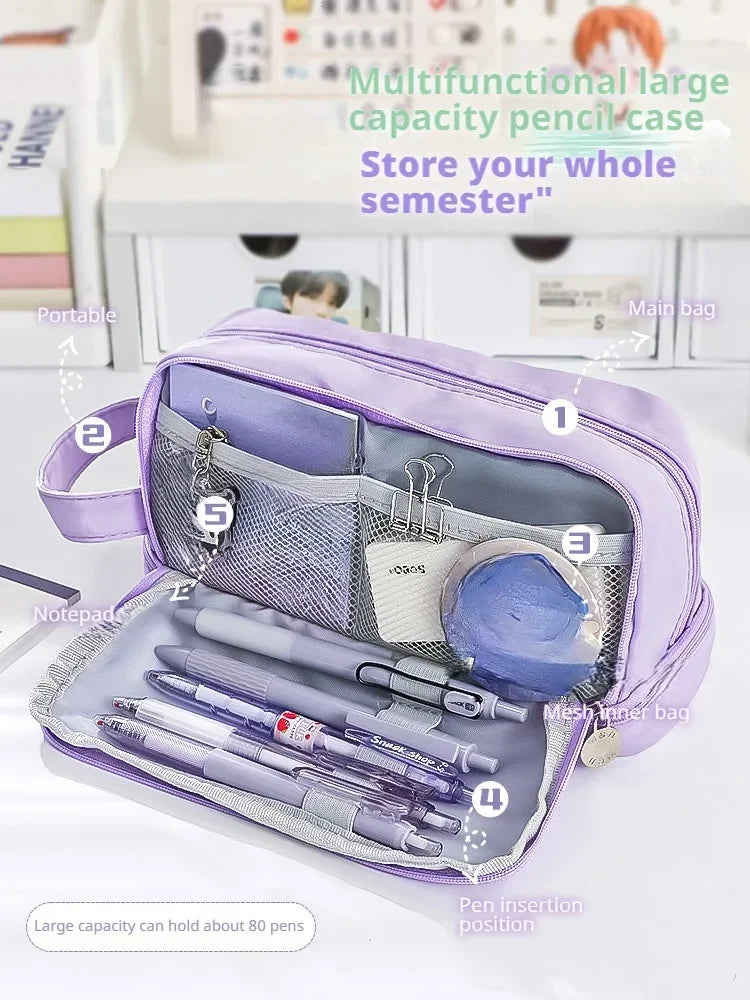 Large Capacity Student Pen Case - Macaron Colors