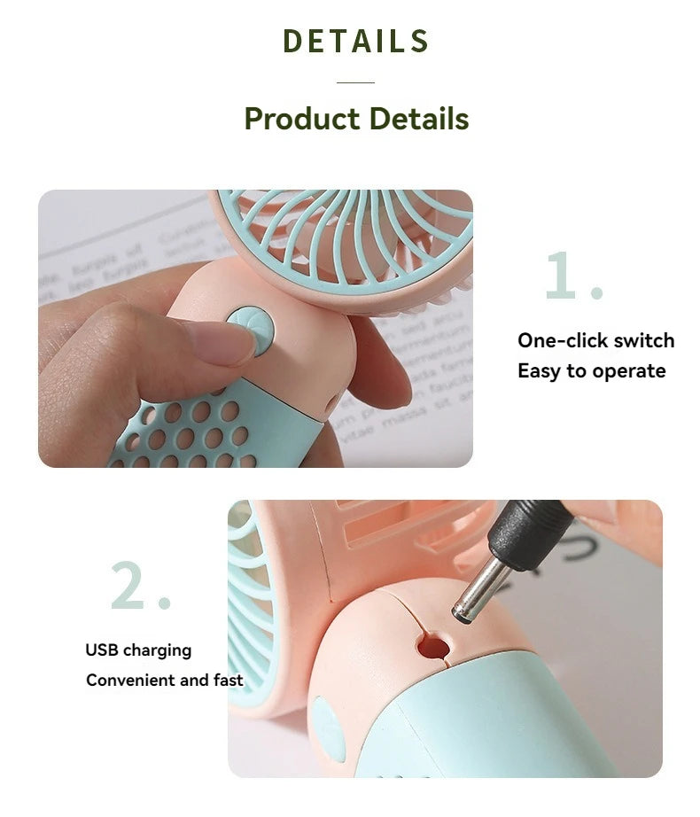2024 Cartoon Portable Handheld Charging Fan – Stay Cool in Style