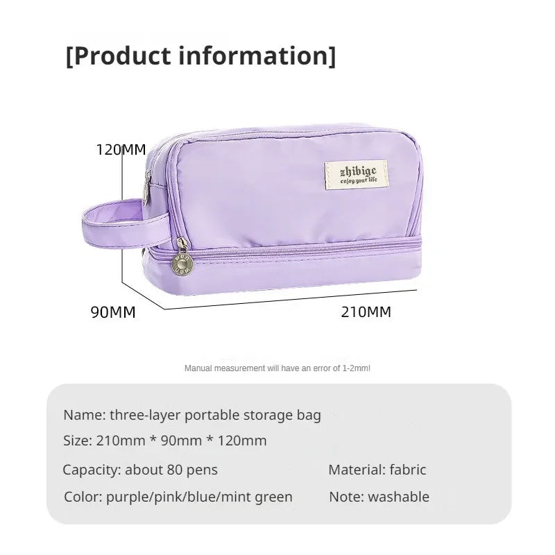 Large Capacity Student Pen Case - Macaron Colors