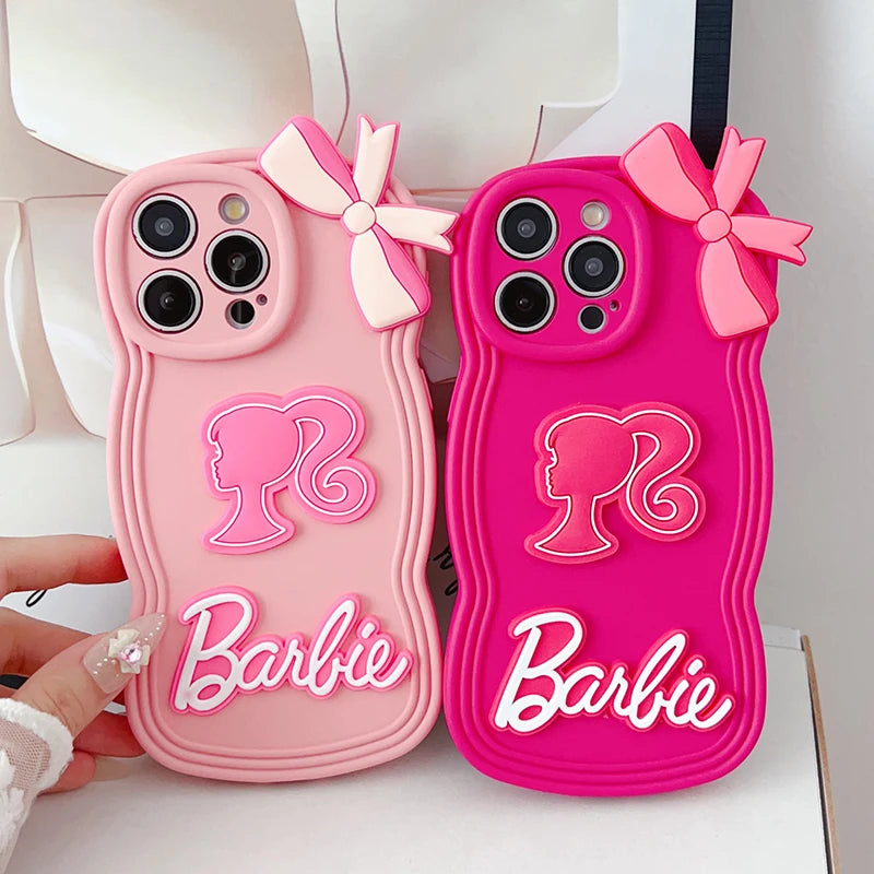 Barbie Pink Phone Case - Cute Cartoon Silicone Cover for iPhone 15 14 13 12 11 Pro Max