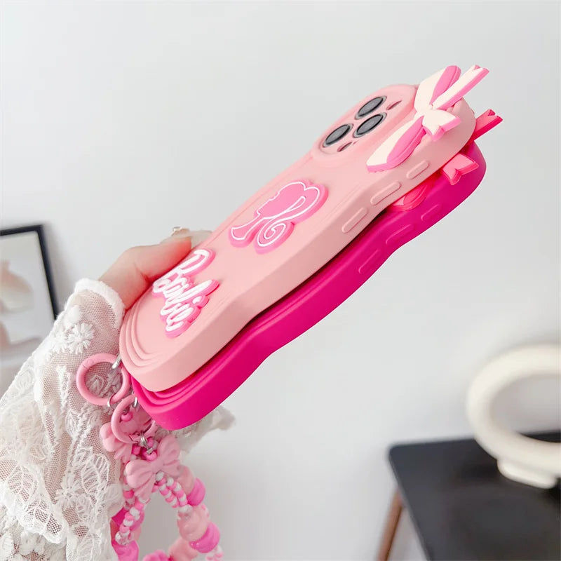 Barbie Pink Phone Case - Cute Cartoon Silicone Cover for iPhone 15 14 13 12 11 Pro Max