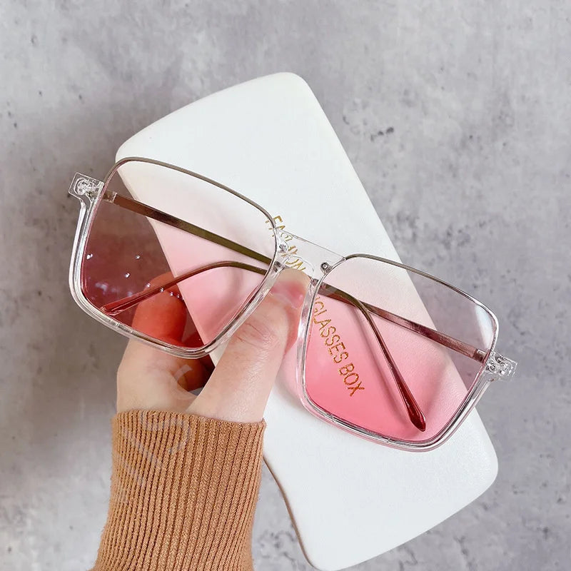 HCHES Luxury Square Sunglasses Women Men Fashion Oversize Siamese Sun Glasses Female Big Frame One Piece