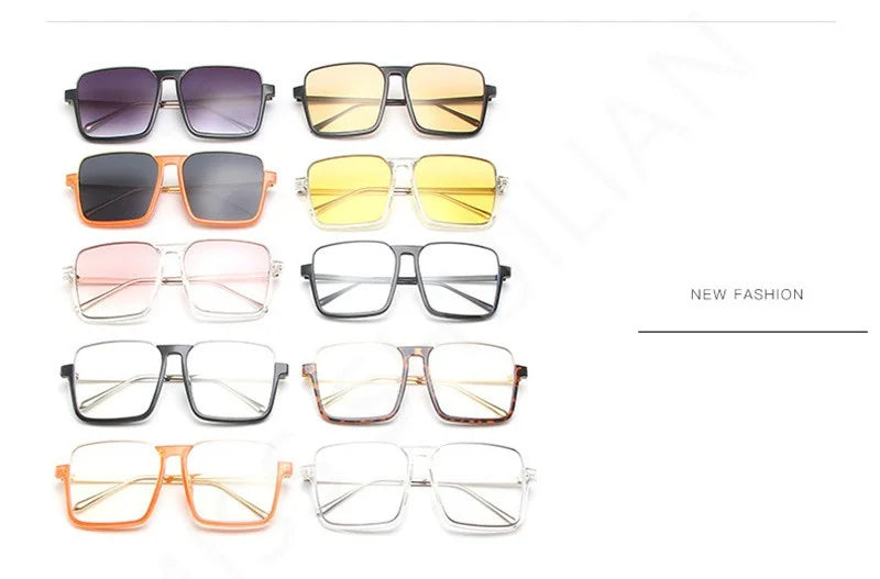 HCHES Luxury Square Sunglasses Women Men Fashion Oversize Siamese Sun Glasses Female Big Frame One Piece