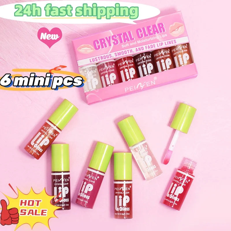6-Piece Mirror Lip Glaze Set - Long-Lasting