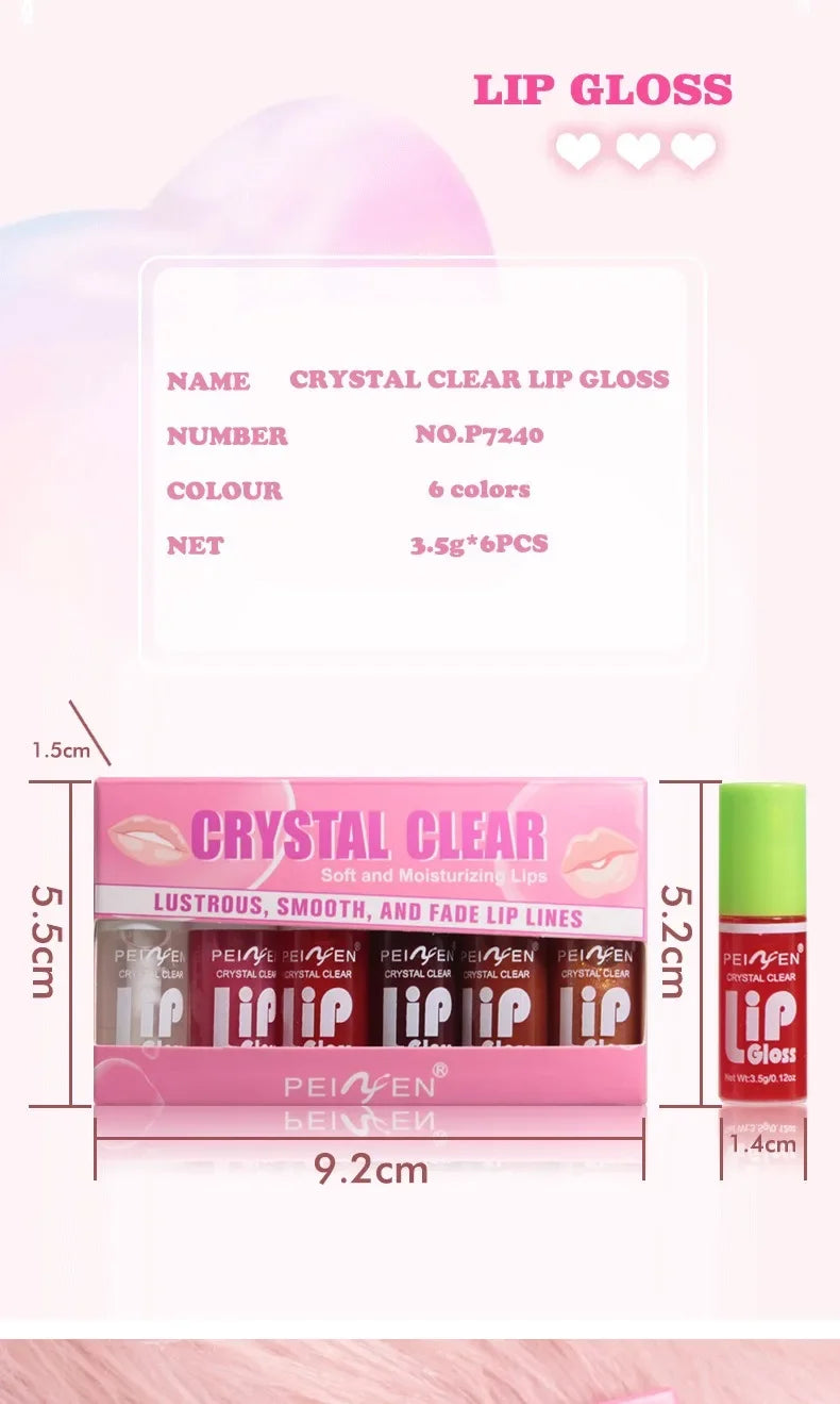 6-Piece Mirror Lip Glaze Set - Long-Lasting