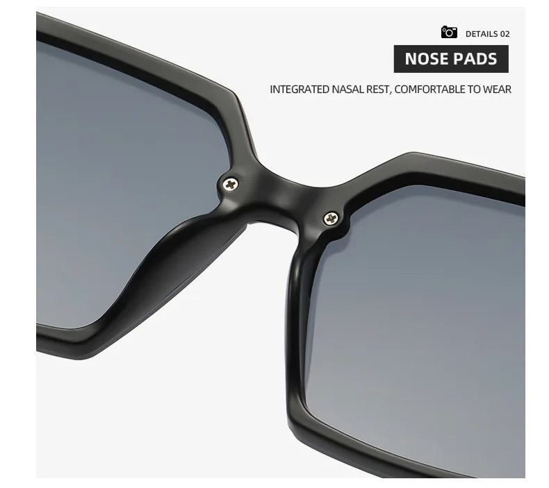 Fashion Large Frame Sunglasses Women 2024 Luxury Brand Retro Square Metal Sun Glasses Fashion Gradient Shades Lady