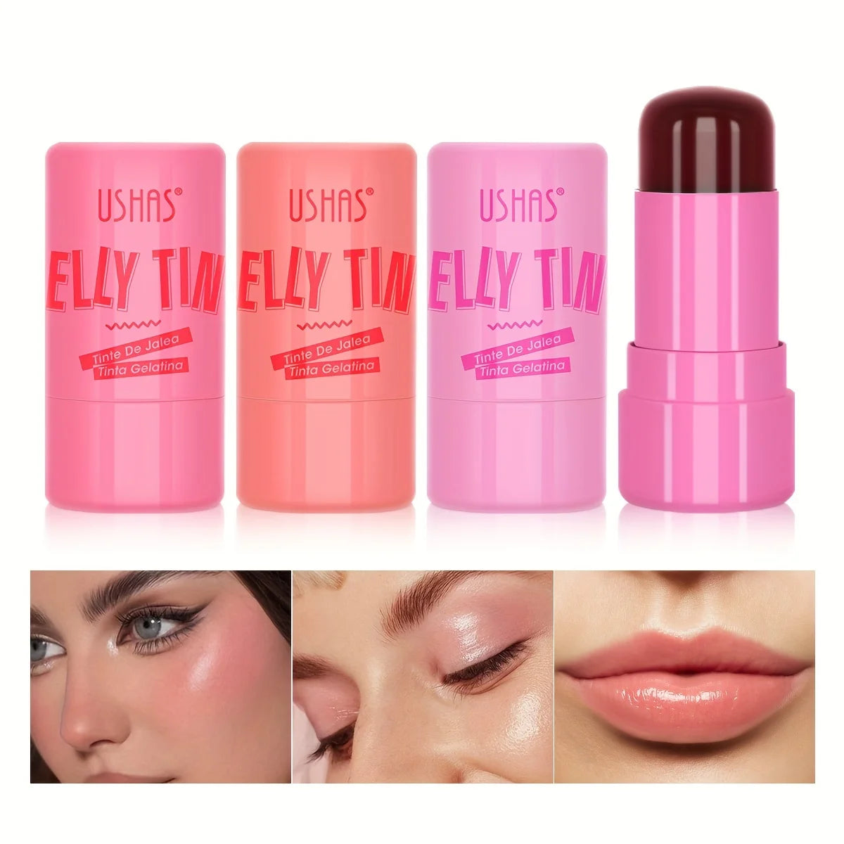 4-Color Jelly Blush Stick - 3-in-1 Multi-Use