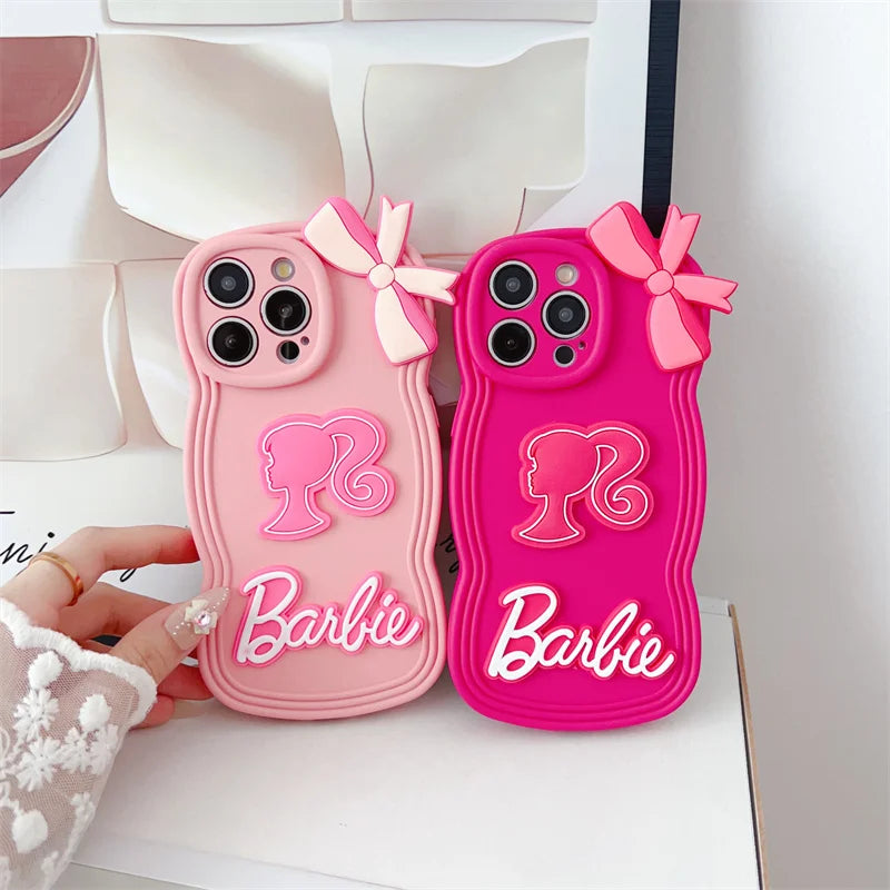 Barbie Pink Phone Case - Cute Cartoon Silicone Cover for iPhone 15 14 13 12 11 Pro Max