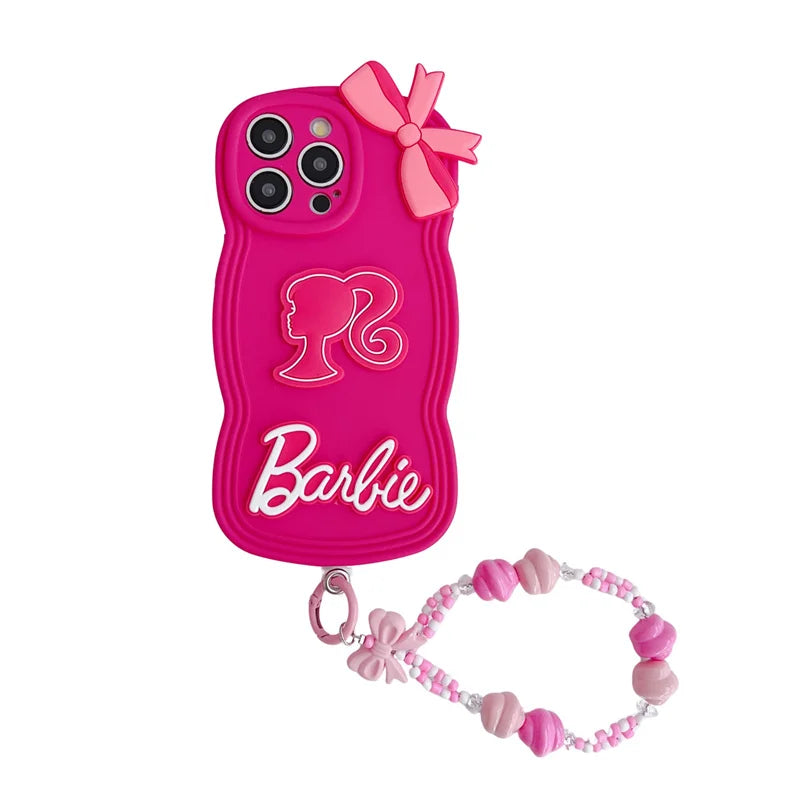 Barbie Pink Phone Case - Cute Cartoon Silicone Cover for iPhone 15 14 13 12 11 Pro Max