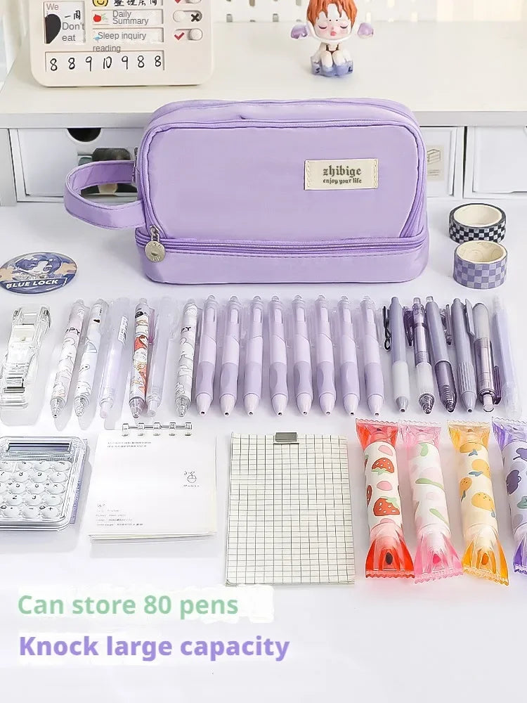 Large Capacity Student Pen Case - Macaron Colors