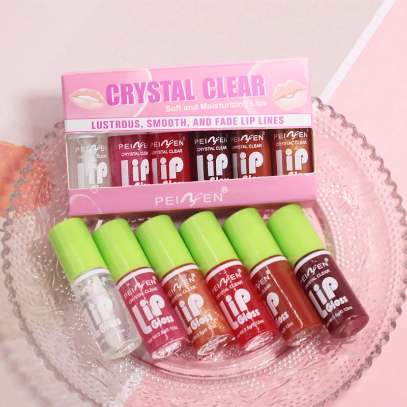 6-Piece Mirror Lip Glaze Set - Long-Lasting