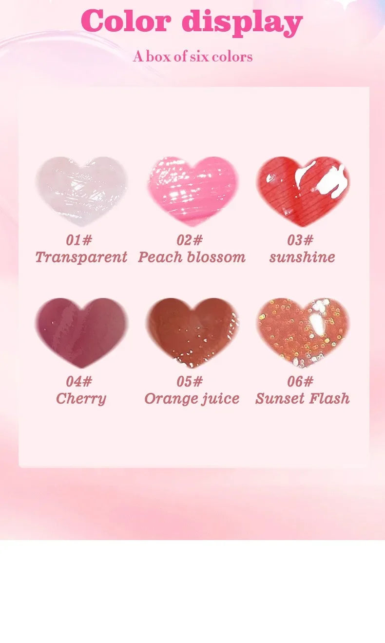 6-Piece Mirror Lip Glaze Set - Long-Lasting