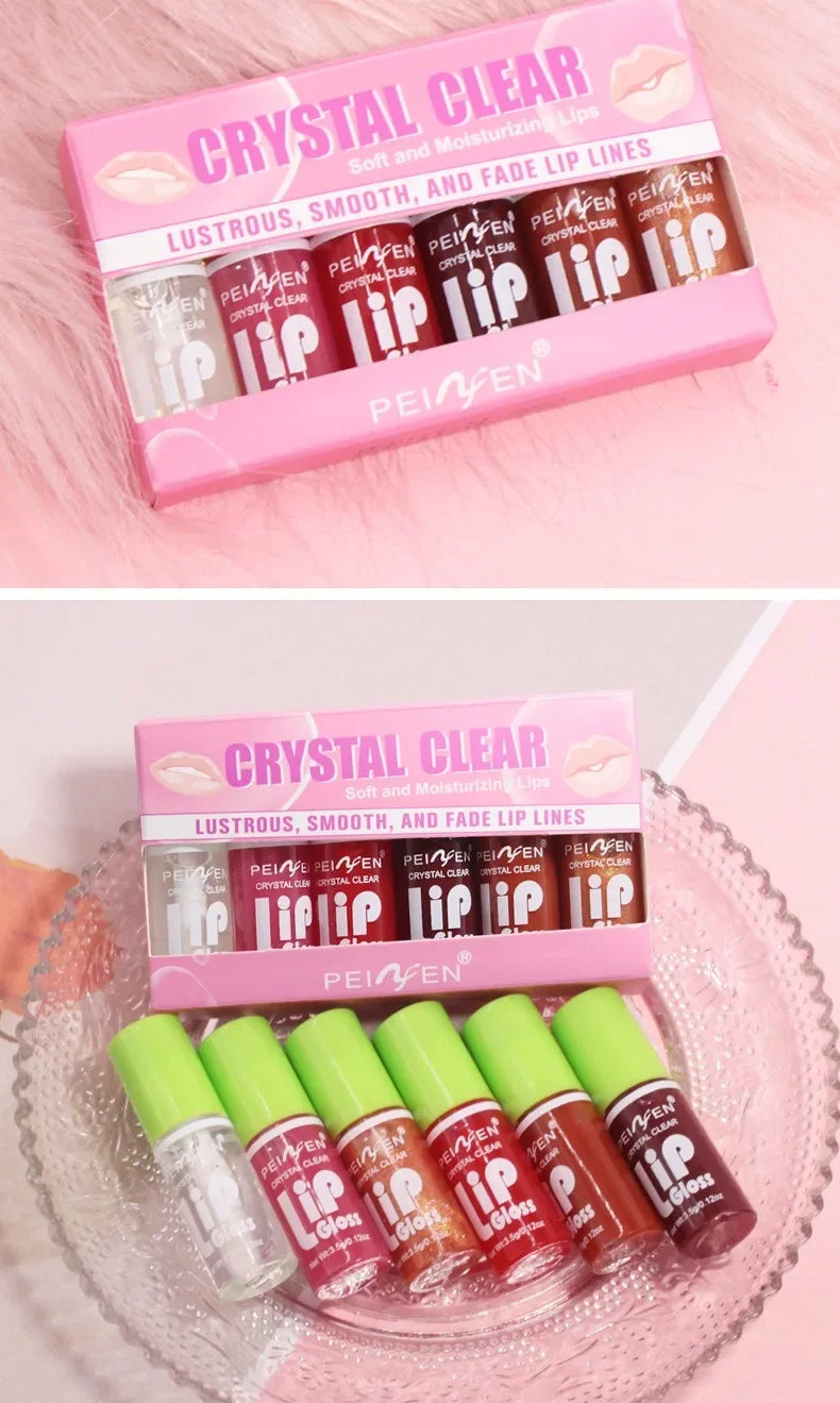 6-Piece Mirror Lip Glaze Set - Long-Lasting