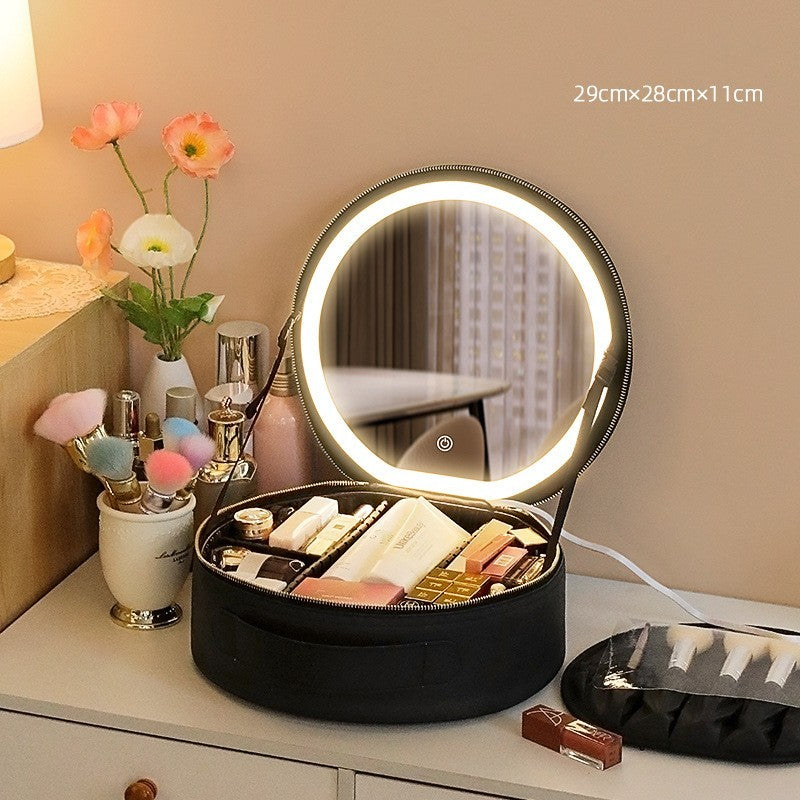 Smart LED Makeup Bag with Mirror - Travel Beauty Organizer