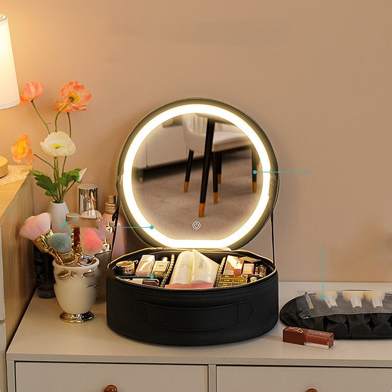 Smart LED Makeup Bag with Mirror - Travel Beauty Organizer