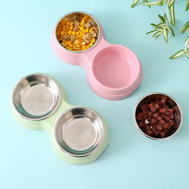 Stainless Steel Double Pet Bowls - Non-Slip Dog Cat Food Water Feeder