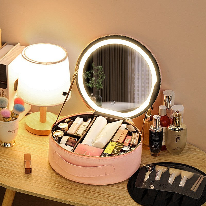 Smart LED Makeup Bag with Mirror - Travel Beauty Organizer