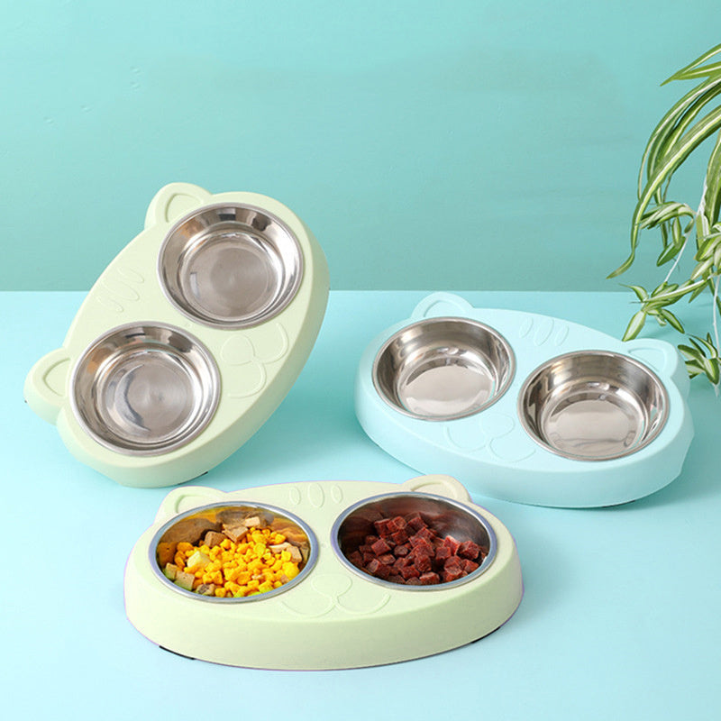 Premium Dog Bowls Set - Stainless Steel with Non-Slip Station