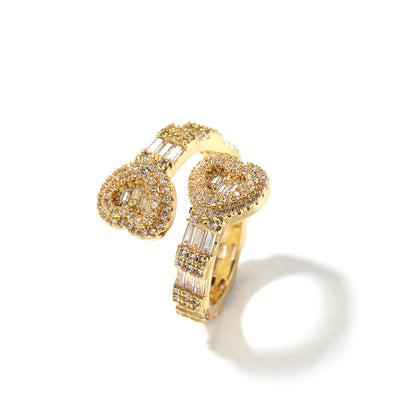 Diamond-embedded Love Hip Hop Ring